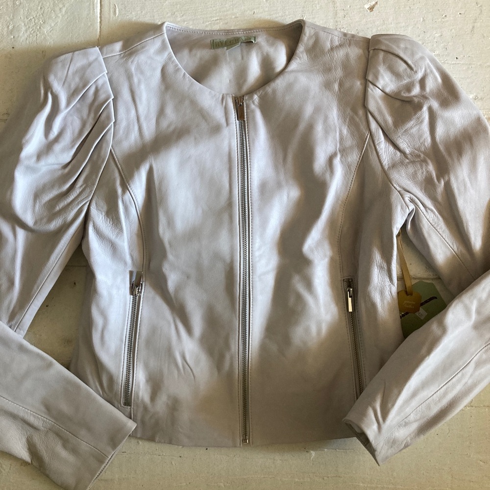 Ryegrass NEW real leather jacket puff sleeves size xs like Danier Dkny